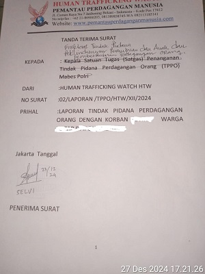 HTW melaporkan Pelaku TPPO ke Direktorat PPA dan TPPO Mabes Polri